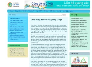 How congdongcviet.com looks like on a tablet such as an iPad.