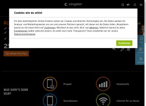 How congstar.de looks like on a tablet such as an iPad.