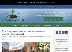 How conifergutter.com looks like on a tablet such as an iPad.