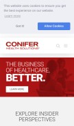 How coniferhealth.com looks like on a mobile device such as an iPhone.