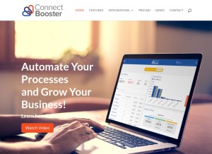 How connectbooster.com looks like on a tablet such as an iPad.