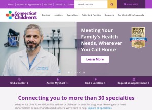 How connecticutchildrens.org looks like on a tablet such as an iPad.