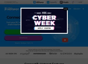 How connectify.me looks like on a tablet such as an iPad.