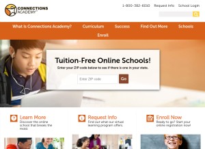How connectionsacademy.com looks like on a tablet such as an iPad.