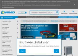 How conrad.at looks like on a tablet such as an iPad.