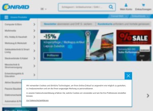 How conrad.ch looks like on a tablet such as an iPad.