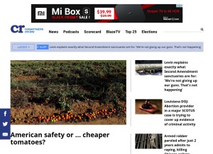 How conservativereview.com looks like on a tablet such as an iPad.