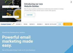 How constantcontact.com looks like on a tablet such as an iPad.