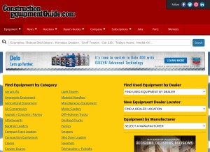 How constructionequipmentguide.com looks like on a tablet such as an iPad.