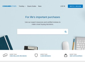 How consumeraffairs.com looks like on a tablet such as an iPad.