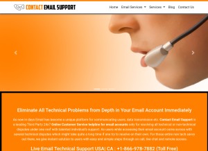 How contact-emailsupport.com looks like on a tablet such as an iPad.