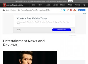 How contactmusic.com looks like on a tablet such as an iPad.
