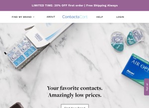 How contactscart.com looks like on a tablet such as an iPad.