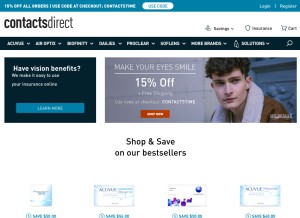 How contactsdirect.com looks like on a tablet such as an iPad.