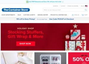 How containerstore.com looks like on a tablet such as an iPad.