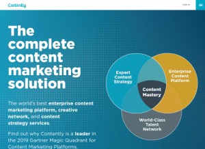 How contently.com looks like on a tablet such as an iPad.