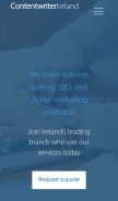 How contentwriterireland.ie looks like on a mobile device such as an iPhone.