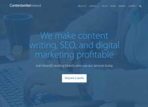 How contentwriterireland.ie looks like on a tablet such as an iPad.