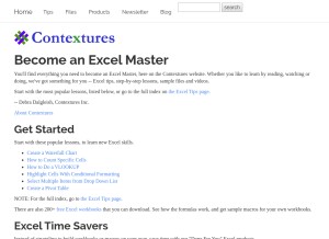 How contextures.com looks like on a tablet such as an iPad.