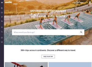 How contiki.com looks like on a tablet such as an iPad.