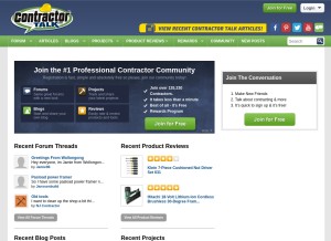 How contractortalk.com looks like on a tablet such as an iPad.