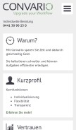 How convario.net looks like on a mobile device such as an iPhone.