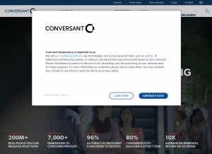 How conversantmedia.eu looks like on a tablet such as an iPad.
