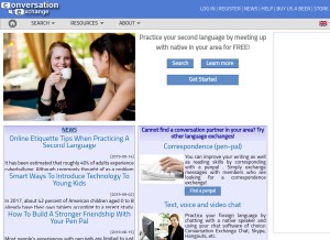 How conversationexchange.com looks like on a tablet such as an iPad.