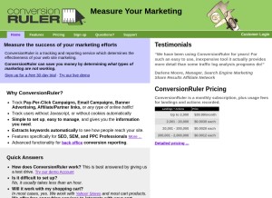 How conversionruler.com looks like on a tablet such as an iPad.