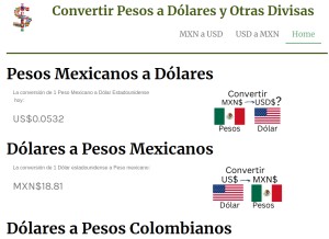 How convertirpesos.com looks like on a tablet such as an iPad.