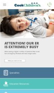How cookchildrens.org looks like on a mobile device such as an iPhone.