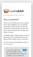How cookie-bar.eu looks like on a mobile device such as an iPhone.