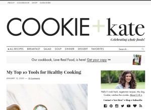 How cookieandkate.com looks like on a tablet such as an iPad.