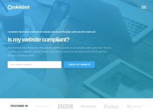 How cookiebot.com looks like on a tablet such as an iPad.