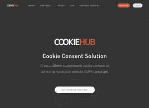 How cookiehub.com looks like on a tablet such as an iPad.