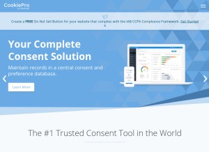 How cookiepro.com looks like on a tablet such as an iPad.