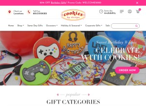 How cookiesbydesign.com looks like on a tablet such as an iPad.