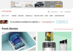 How cookinglight.com looks like on a tablet such as an iPad.