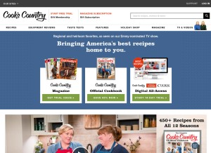 How cookscountry.com looks like on a tablet such as an iPad.