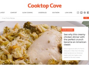 How cooktopcove.com looks like on a tablet such as an iPad.