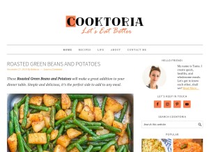 How cooktoria.com looks like on a tablet such as an iPad.