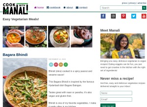 How cookwithmanali.com looks like on a tablet such as an iPad.