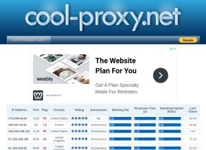 How cool-proxy.net looks like on a tablet such as an iPad.