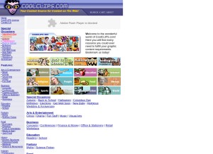 How coolclips.com looks like on a tablet such as an iPad.