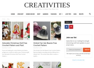 How coolcreativity.com looks like on a tablet such as an iPad.