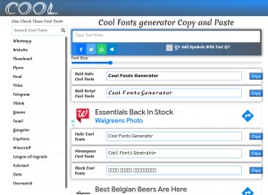 How coolfonts.text-generator.org looks like on a tablet such as an iPad.