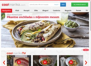 How coolinarika.com looks like on a tablet such as an iPad.