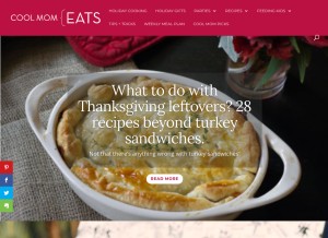 How coolmomeats.com looks like on a tablet such as an iPad.