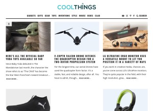 How coolthings.com looks like on a tablet such as an iPad.