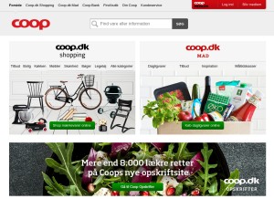 How coop.dk looks like on a tablet such as an iPad.